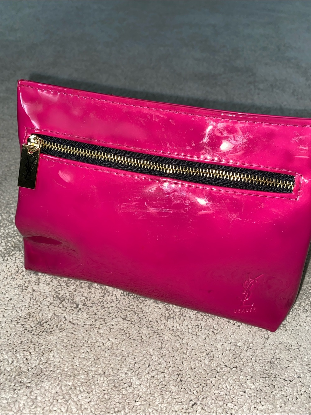 YSL Yves Saint Laurent‎ Pink Patent Leather Beauty cosmetic bag Pouch
